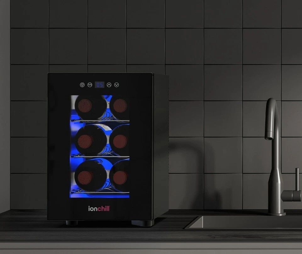 Ionchill 6-Bottle Wine Cooler, Mini Fridge with Wi